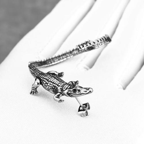304 Stainless Steel Náušnicový zábal, Krokodýl, lesklý, Vintage & unisex, Původní barva, earring size 30-60mm, Prodáno By PC