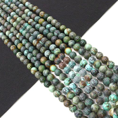 Afrikansk turkos Bead, Rund, DIY & olika storlek för val, Såld Per Ca 38 cm Strand