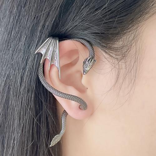 304 acciaio inox Orecchino avvolgente, Drago, lucido, Vintage & unisex & stili diversi per la scelta, colore originale, earring size 30-60mm, Venduto da PC