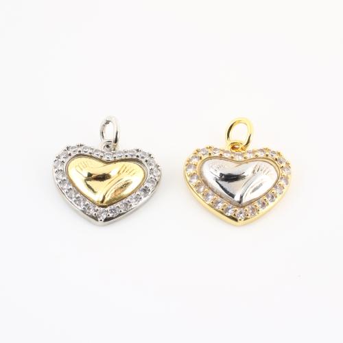 Cúbicos Circonia Colgante Latón Micro pavimenta, metal, Corazón, chapado, Bricolaje & micro arcilla de zirconia cúbica, más colores para la opción, 18x18x5mm, Vendido por UD