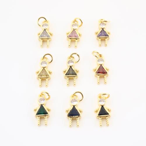 Kuutio Zirkonia Mikro Paven Messinki riipus, kullan väri kullattu, tee-se-itse & Micro Pave kuutiometriä zirkonia, enemmän värejä valinta, 18x8x3mm, Myymät PC