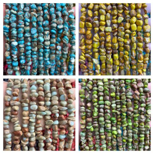 Edelstein Schmuckperlen, Impression Jaspis, Unregelmäßige, DIY, keine, beads size 8-10mm, ca. 70PCs/Strang, verkauft von Strang