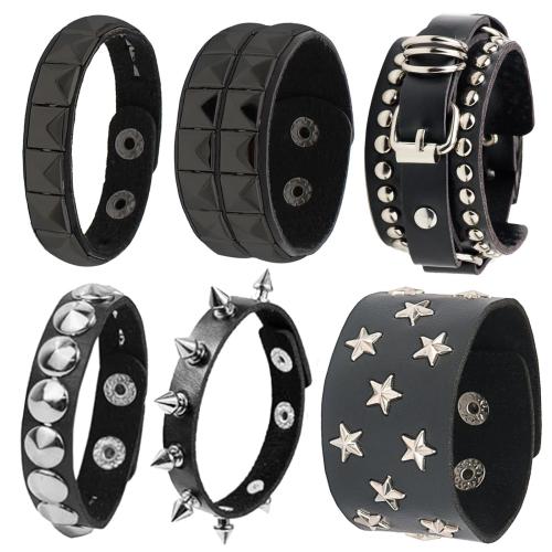 PU Bracelet, le Cowhide & Céir & Sinc Alloy, lámhdhéanta, Wie ú Rive t s amháin d & unisex & stíleanna éagsúla do rogha, dubh, Díolta De réir PC
