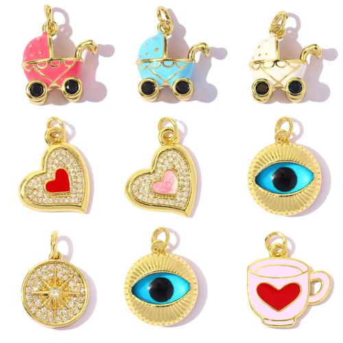 Jóias Pingentes de aço inoxidável, cobre, banhado, DIY & Vario tipos a sua escolha & micro pavimento em zircônia cúbica & esmalte, 3PCs/Bag, vendido por Bag