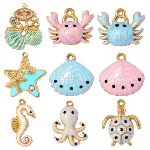 Aço inoxidável animal Pingentes, Aço inoxidável 304, with Pérolas de plástico ABS, banhado, DIY & Vario tipos a sua escolha & esmalte & com strass, 3PCs/Bag, vendido por Bag