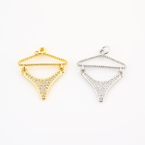 Цирконий Micro Pave латунь подвеска, Латунь, Другое покрытие, DIY & инкрустированное микро кубического циркония, Много цветов для выбора, 28x21x2mm, продается PC