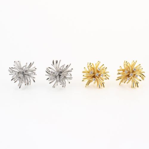 Brass Stud Earring plated fashion jewelry & micro pave cubic zirconia & for woman Sold By Pair
