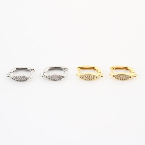 Brass Earring Drop Component plated DIY & micro pave cubic zirconia & for woman Sold By Pair