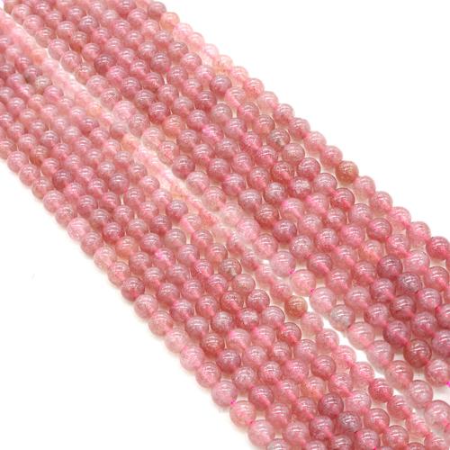 Prirodni kvarc nakit Beads, jagoda kvarc, Krug, možete DIY & različite veličine za izbor, Prodano Per Približno 38 cm Strand