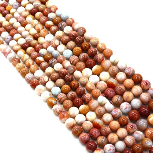 Gemstone Jewelry Beads Petrified Wood Palm Stone Round DIY Sold Per Approx 38 cm Strand