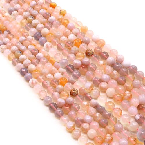 Agate Beads Cherry Blossom Agate Round DIY Sold Per Approx 38 cm Strand