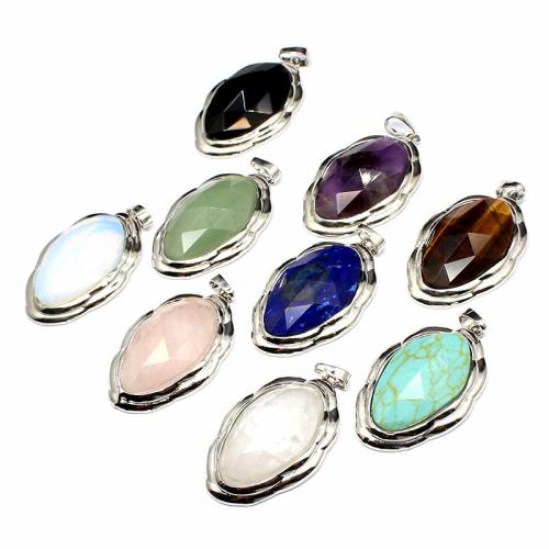 Pendants Gemstone Jewelry, le Sinc Alloy, plátáilte, DIY & ábhair éagsúla do rogha & ilghnéitheach, 26x42mm, Díolta De réir PC