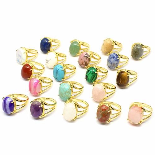 Gemstone Cuff Finger Ring with Zinc Alloy Oval & Unisex gemstone size Sold By PC