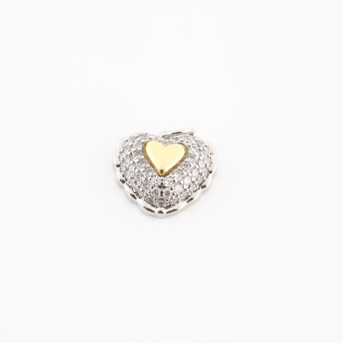 Cubic Zirconia Micro Pave Brass Pendant Heart plated DIY & micro pave cubic zirconia Sold By PC