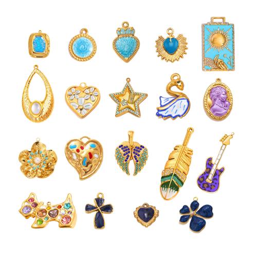 Jóias Pingentes de aço inoxidável, Aço inoxidável 304, DIY & materiais diferentes para a escolha & Vario tipos a sua escolha & esmalte & com strass, Mais cores pare escolha, vendido por PC