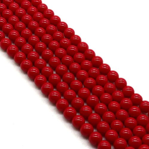 Fashion Glass Beads Round DIY red Sold Per Approx 38 cm Strand