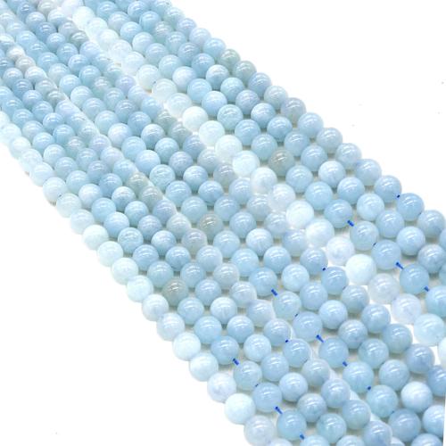Koraliki z kameniem szlachetnym, Akwamaryna, Koło, DIY & różnej wielkości do wyboru, sprzedawane na około 38 cm Strand