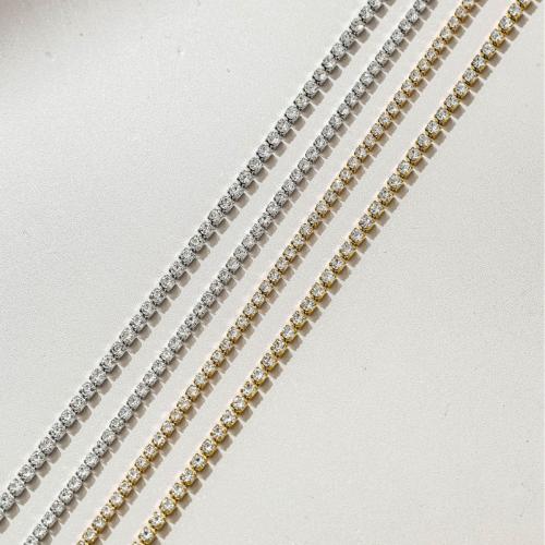 Rozsdamentes acélból készült ékszerek Chain, 304 rozsdamentes acél, galvanizált, DIY & különböző stílusokat a választás & mikro egyengetni cirkónia, Által értékesített m