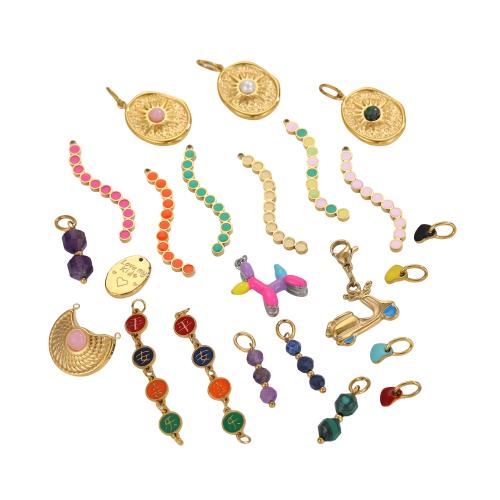 Stainless Steel Pendants 304 Stainless Steel with Plastic Pearl plated DIY & enamel Sold By PC