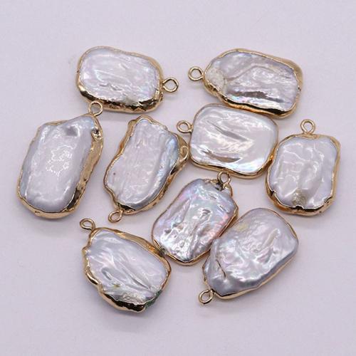 Zoetwater Parel Hangers, Rechthoek, gold plated, DIY, pendant size 15-30mm, Verkocht door PC