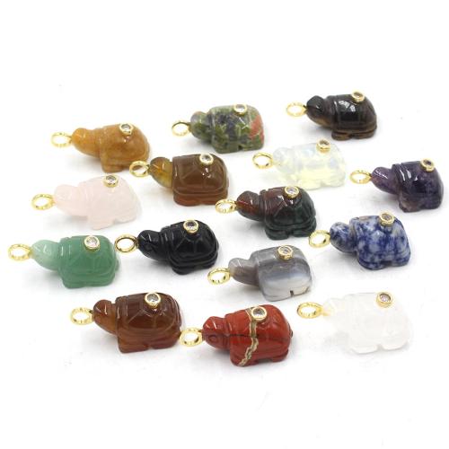 Edelsteen Hangers Sieraden, Zeeschildpad, gepolijst, DIY & verschillende materialen voor de keuze & met strass, 26x18x14mm, Verkocht door PC