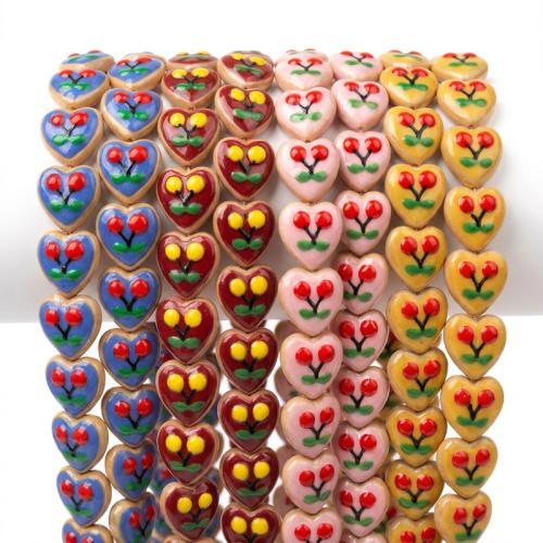 Lampwork Beads Heart hand drawing DIY Sold By Bag