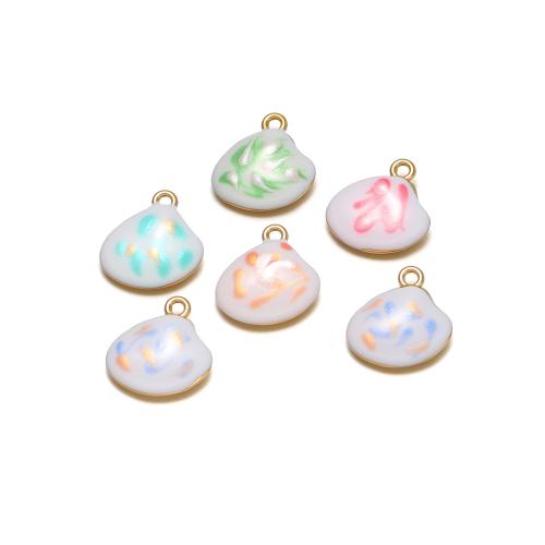 Roestvrij staal Animal Hangers, 304 roestvrij staal, Schelp, gold plated, DIY & glazuur, meer kleuren voor de keuze, 14x13.50mm, 10pC's/Bag, Verkocht door Bag