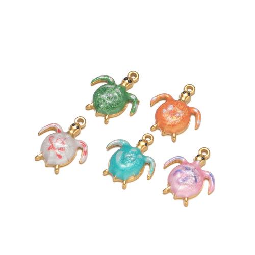 Roestvrij staal Animal Hangers, 304 roestvrij staal, Zeeschildpad, gold plated, DIY & glazuur, meer kleuren voor de keuze, 14x11mm, 10pC's/Bag, Verkocht door Bag