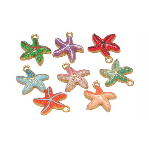 Roestvrij staal Animal Hangers, 304 roestvrij staal, Zeester, gold plated, DIY & glazuur, meer kleuren voor de keuze, 19x16mm, 10pC's/Bag, Verkocht door Bag