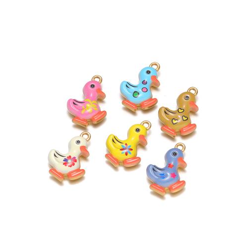 Roestvrij staal Animal Hangers, 304 roestvrij staal, Eend, gold plated, DIY & glazuur, meer kleuren voor de keuze, 16x11.50mm, 10pC's/Lot, Verkocht door Lot
