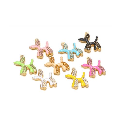 Roestvrij staal Animal Hangers, 304 roestvrij staal, Hond, gold plated, DIY & glazuur & met strass, meer kleuren voor de keuze, 16x15mm, 10pC's/Bag, Verkocht door Bag