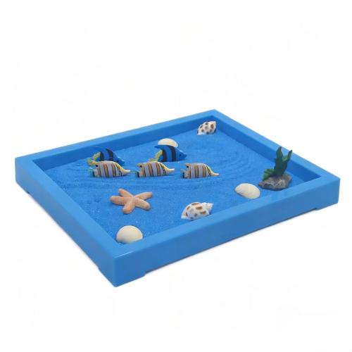 Syntetisk harpiks Zen Sandkasse Ornament, ocean design & du kan DIY, 215x175x25mm, Solgt af PC