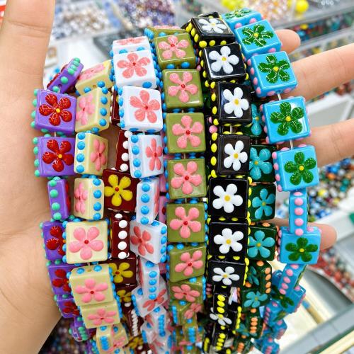 手作りランプワークビーズ, ランプワーク, DIY & 花のパターンを持つ, 無色, beads size 16-17mm, 約 20パソコン/ストランド, 売り手 ストランド