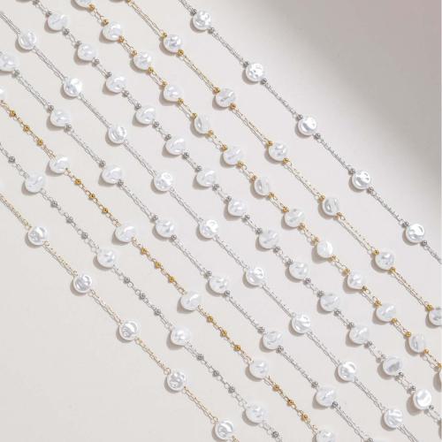 Decorative Beaded Chain 304 Stainless Steel with Plastic Pearl plated DIY Sold By m