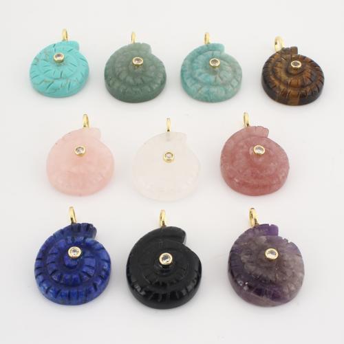 Gemstone Vedhæng Smykker, Ædelsten, Conch, du kan DIY & med rhinestone, flere farver til valg, 33x23x10mm, Solgt af PC