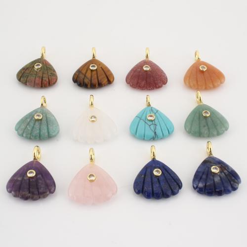Gemstone Vedhæng Smykker, Ædelsten, Shell, du kan DIY & med rhinestone, flere farver til valg, 29x23x8mm, Solgt af PC