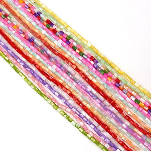 Naturlige muslingeskal perler, Shell, Kolonne, farvet & du kan DIY, flere farver til valg, 3x5mm, Solgt af Strand