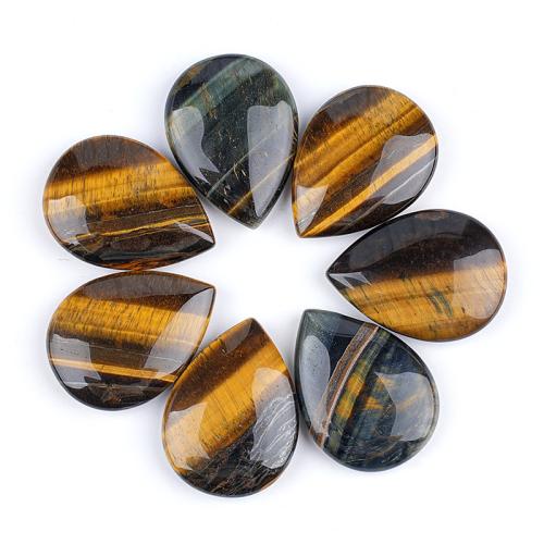 Fashion Dekoration, Tiger Eye, Teardrop, poleret, du kan DIY & ingen hul, Tilfældig farve, 30x40x10mm, Solgt af PC