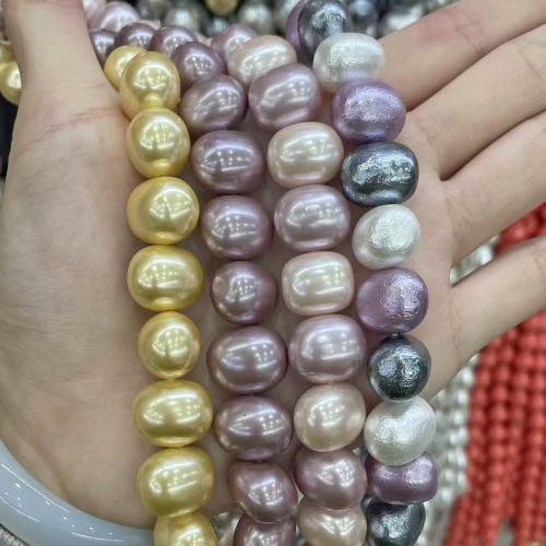 South Sea Shell perler, Shell Pearl, poleret, du kan DIY, flere farver til valg, 12x15mm, Solgt Per Ca. 38 cm Strand