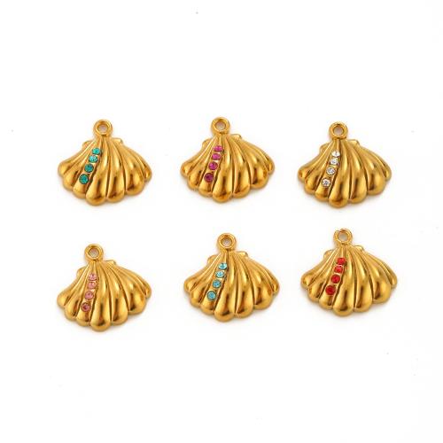 Állati rozsdamentes acél Medálok, 304 rozsdamentes acél, Héj, arany színű aranyozott, DIY & strasszos, több színt a választás, 17x17mm, Által értékesített PC