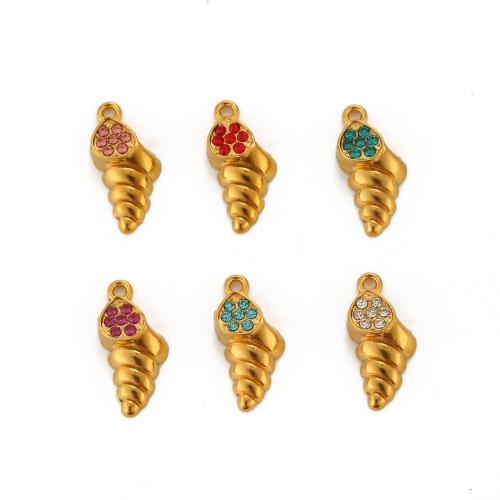 Állati rozsdamentes acél Medálok, 304 rozsdamentes acél, Kagyló, arany színű aranyozott, DIY & strasszos, több színt a választás, 9x20mm, Által értékesített PC