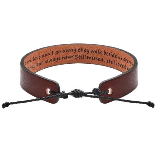 PU Leather Bracelet with Wax Cord vintage & Unisex brown Length Approx 7-11 Inch Sold By PC