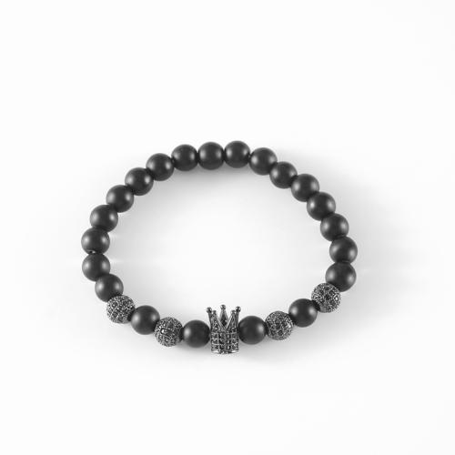 Crna Stone Narukvica, s Cink Alloy, Lav, za čovjeka & s Rhinestone, Prodano By PC