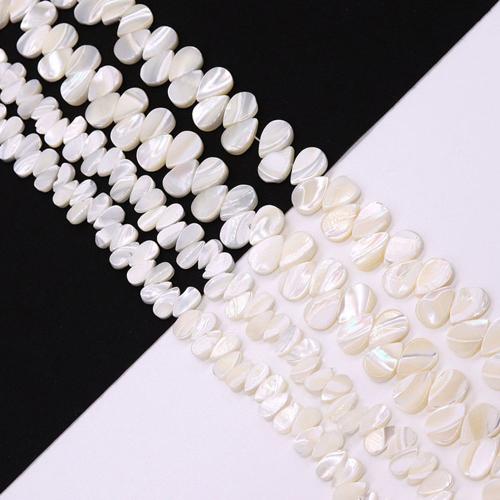 Natural White Shell gyöngyök, Könnycsepp, Keresztirányú furatok & DIY, 5x10mm, Naponta eladott Kb 38 cm Strand