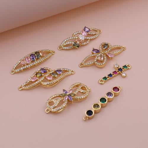 Cubic Zirconia Micro Pave Latão Connector, cobre, cromado de cor dourada, DIY & Vario tipos a sua escolha & micro pavimento em zircônia cúbica, vendido por PC