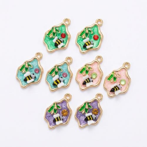 Pingentes de polímero de argila, argila de polímero, with liga de zinco, cromado de cor dourada, DIY & esmalte & com strass, Mais cores pare escolha, 21x14x6mm, Buraco:Aprox 2mm, vendido por PC