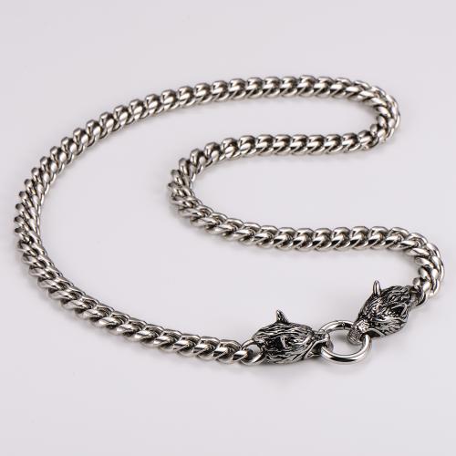 Stainless Steel Jewelry Necklaces 304 Stainless Steel Wolf vintage & for man original color Length Approx 60 cm Sold By PC