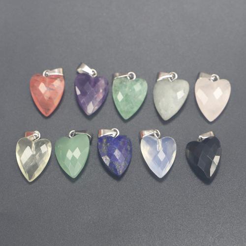 Gemstone Vedhæng Smykker, Ædelsten, Heart, poleret, du kan DIY & forskellige materialer til valg & facetteret, 16x12x6mm, Solgt af PC