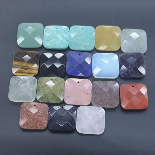 Gemstone Hängen Smycken, Ädelsten, Square, polerad, DIY & olika material för val & fasetterad, 25x25x6mm, Säljs av PC