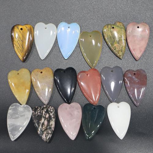 Gemstone Vedhæng Smykker, Ædelsten, Heart, poleret, du kan DIY & forskellige materialer til valg, 30x18x7mm, Solgt af PC